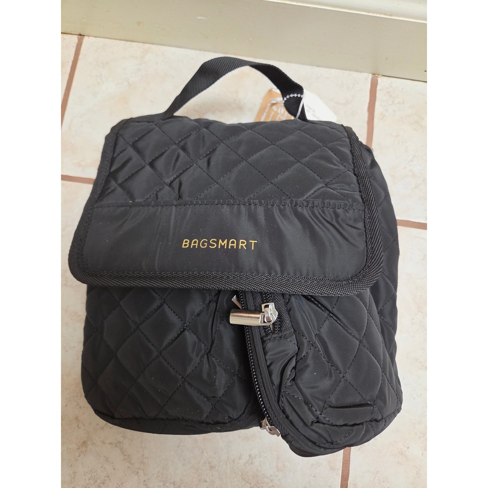 Bagsmart Hanging Toiletry Bag Black Quilted Travel Organizer Makeup Case Hook